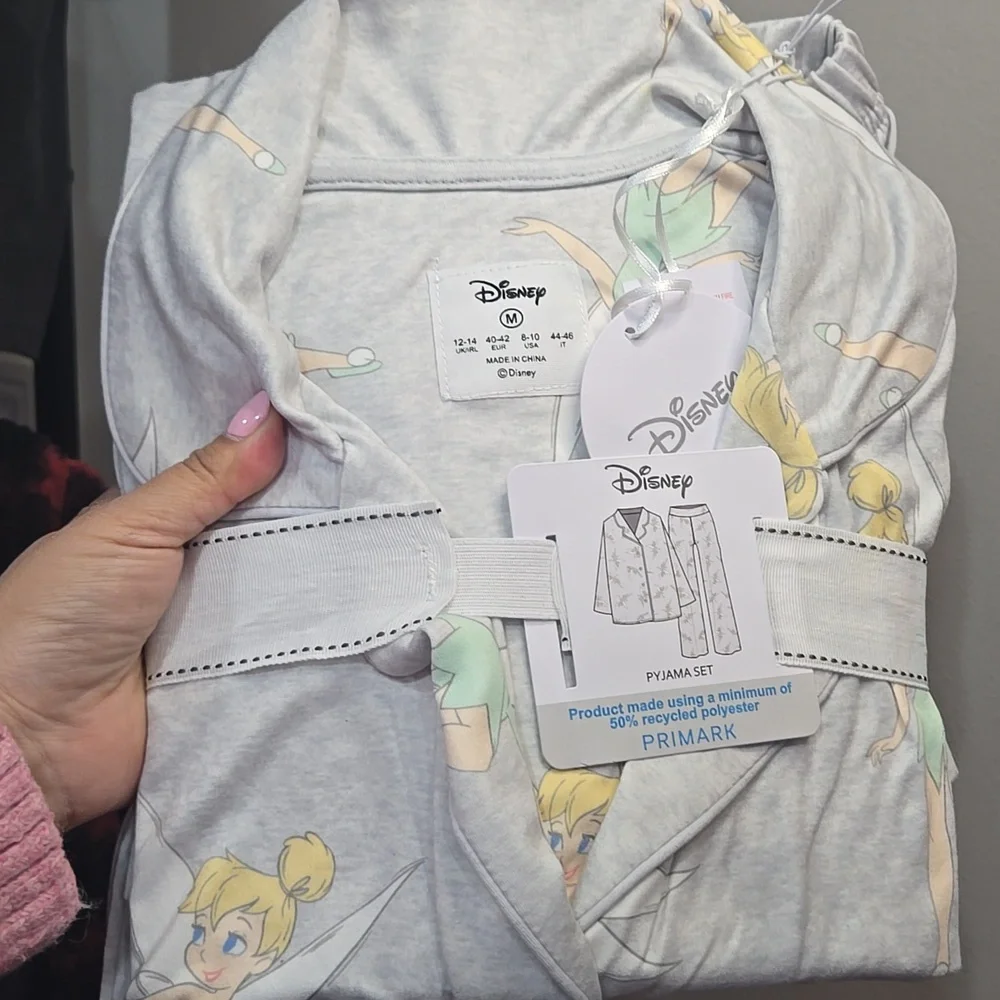 SALE! LAst 1! Disney Tinkerbell Gray Pajama Set Long Sleeves And Pants SOFT - Picture 6 of 8
